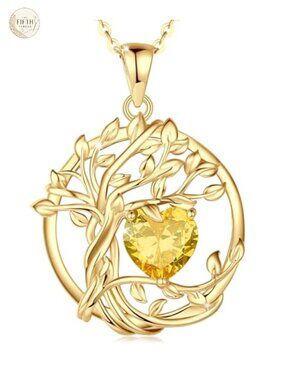 925 Sterling Silver Tree of Life Birthstone Pendant Necklace for Women